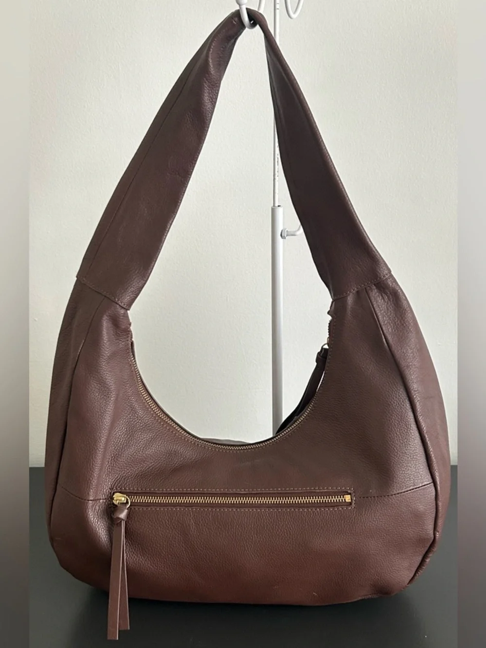 Crown Vintage Brown Leather Suede Hobo Bag Slouchy Boho Shoulder Purse Large